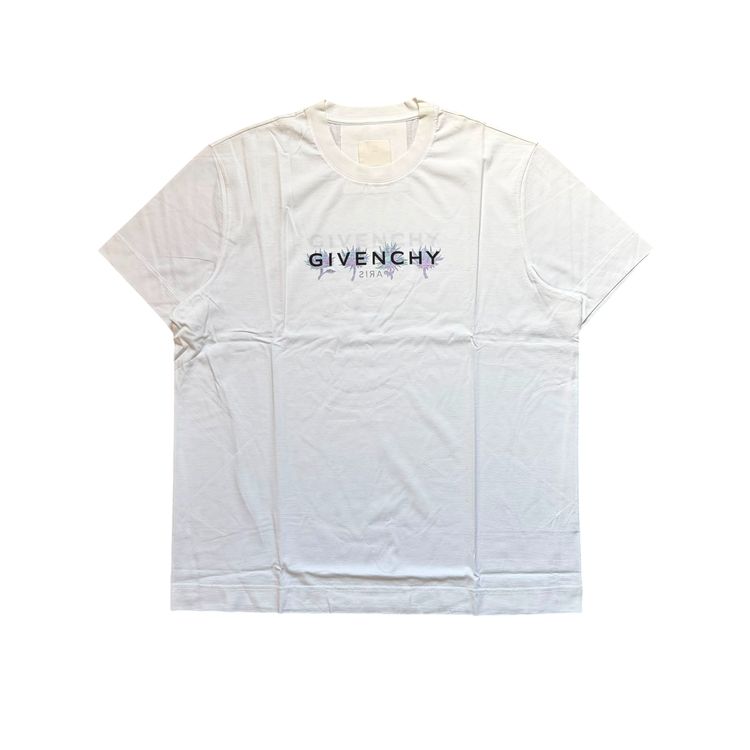 Givenchy White Floral Reverse Logo T-Shirt image 1