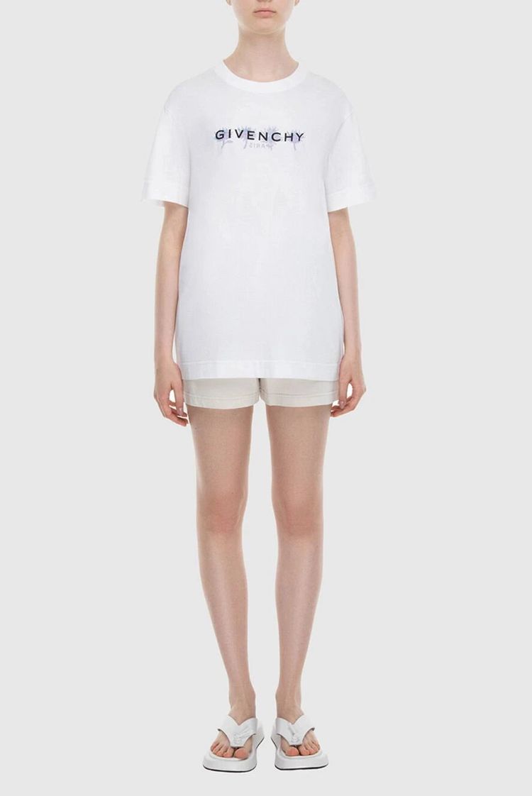 Givenchy White Floral Reverse Logo T-Shirt image 6