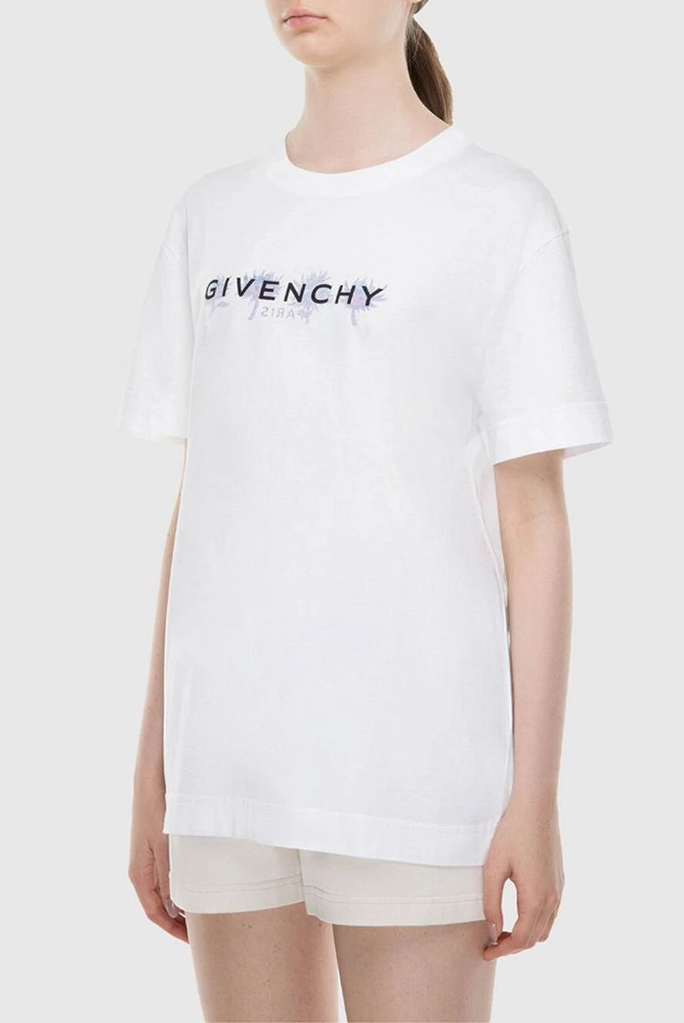 Givenchy White Floral Reverse Logo T-Shirt image 7