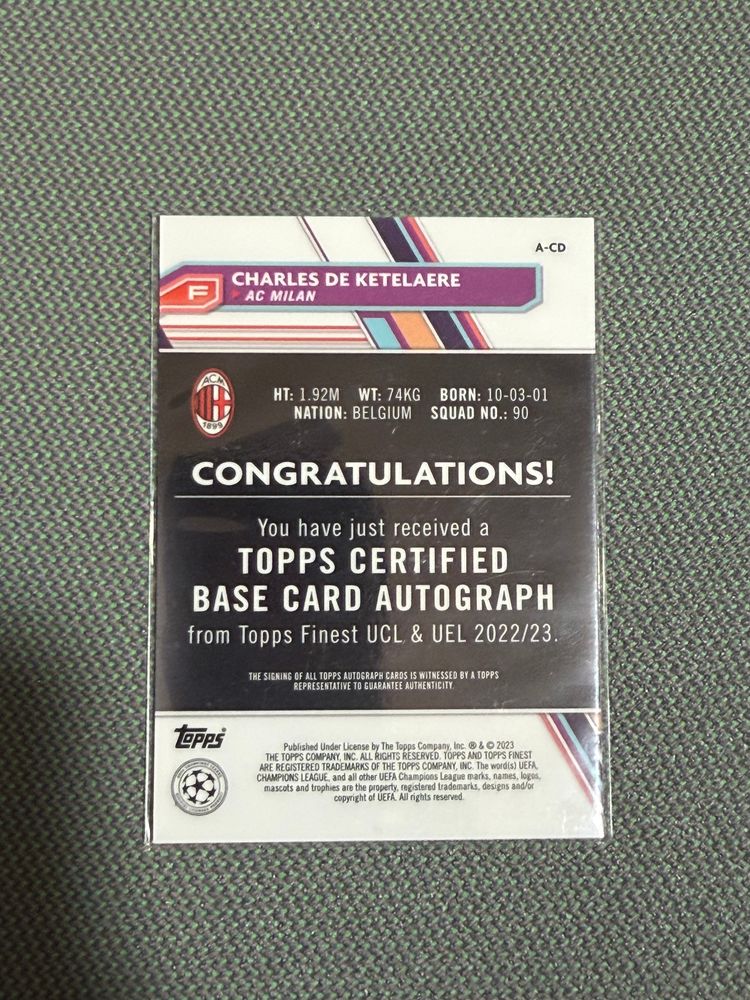 Topps Finest Auto Charles de Ketelaere 104/150 2