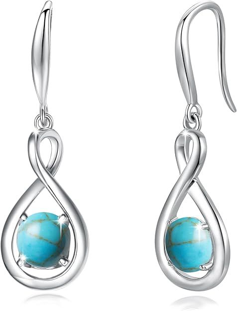 Infinity Earrings With Turquoise Birthstone