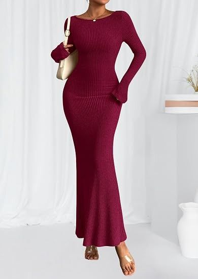 Ribbed Long Sleeve Maxi Dress image 1