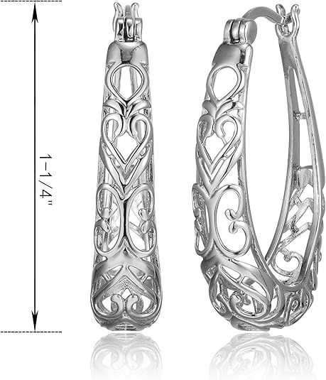 Silver Filigree Hoop Earrings image 5