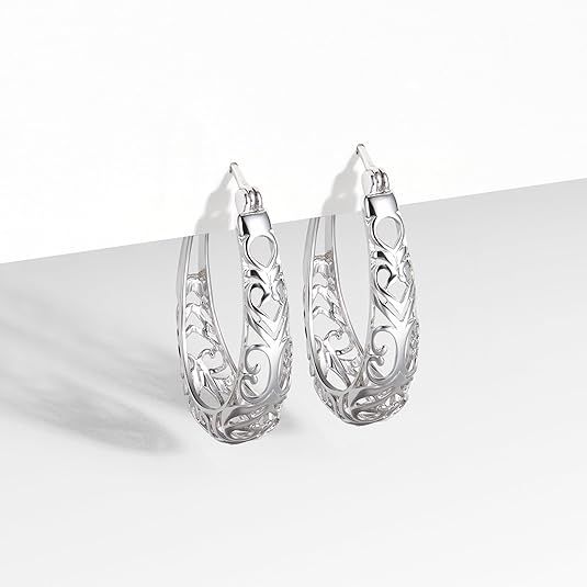Silver Filigree Hoop Earrings image 4