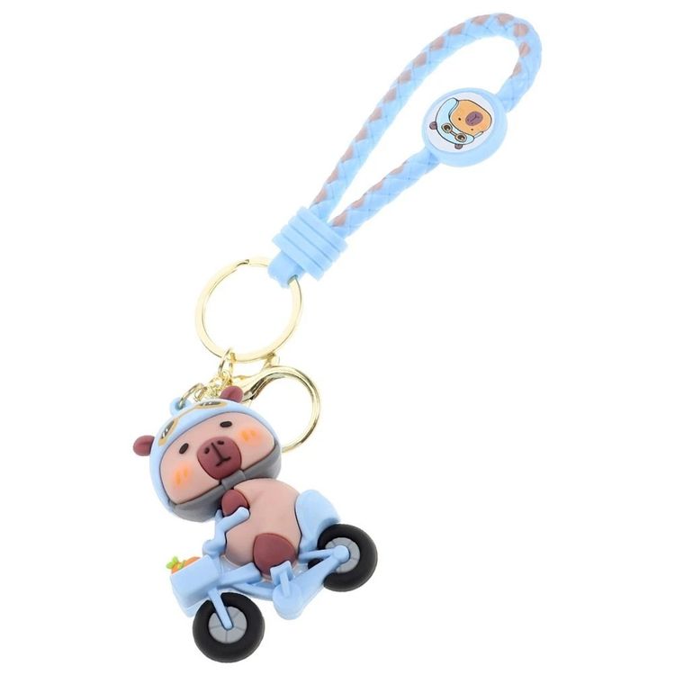 Blue Bear Keychain With Bicycle Charm image 1
