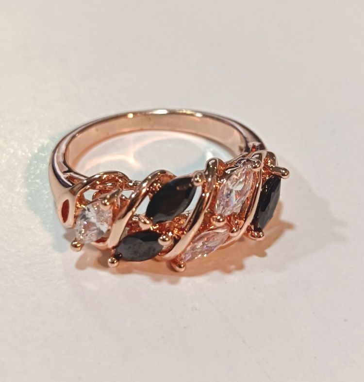 Bella Gone Rose Gold Ring With Black And Clear Stones product image