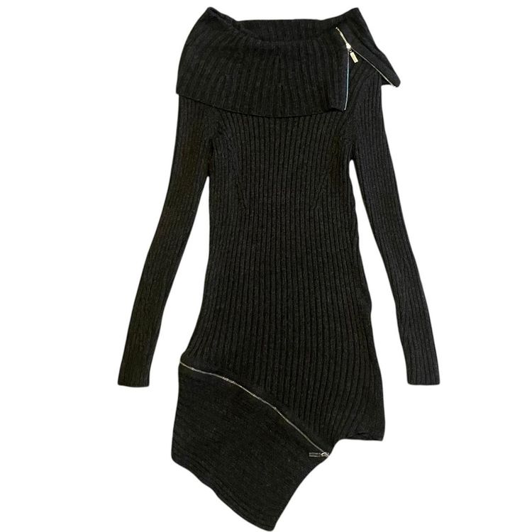 Asymetrical mini dress /long knit 