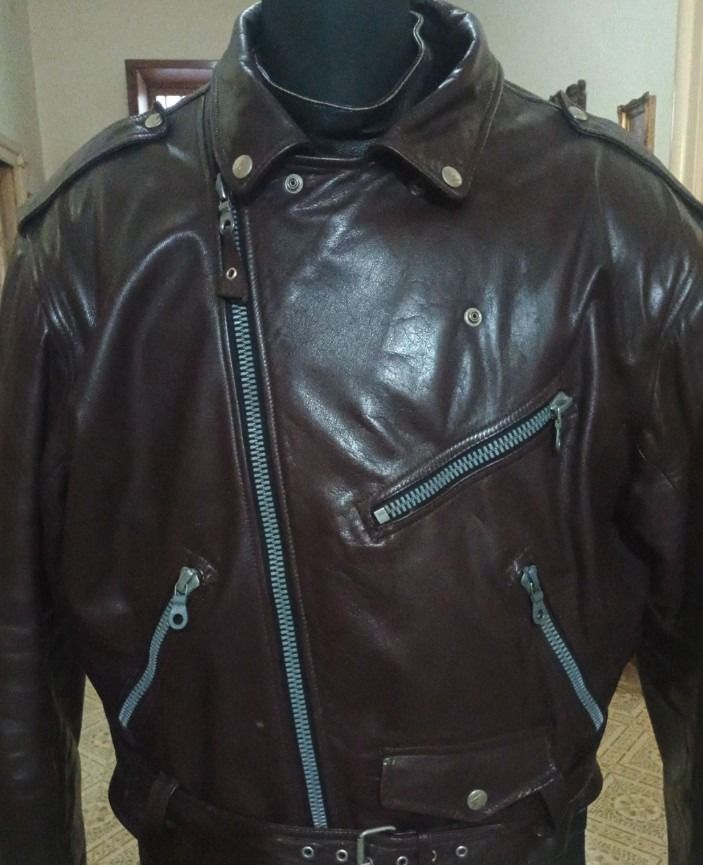 Dainese Brown Leather Biker Jacket imagen 3