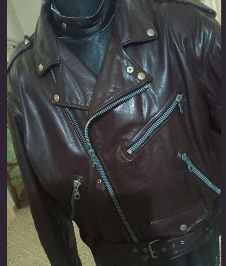 Dainese Brown Leather Biker Jacket imagen 2