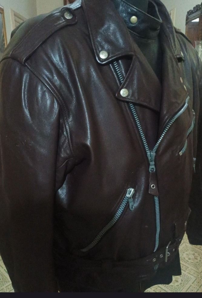 Dainese Brown Leather Biker Jacket imagen 8