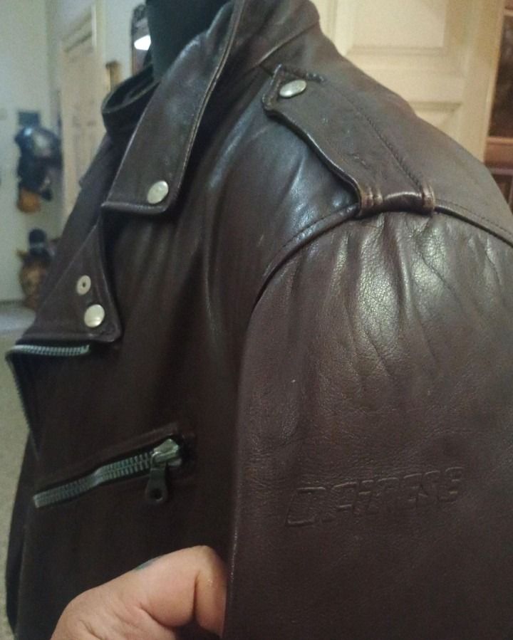 Dainese Brown Leather Biker Jacket imagen 4