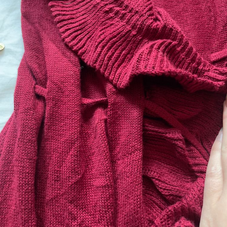 New Direction Red Ruffle Cardigan Sweater imagen 7