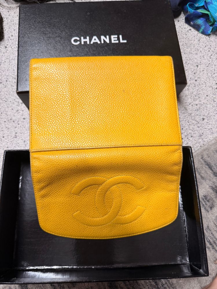 CHANEL Yellow Leather Wallet 6