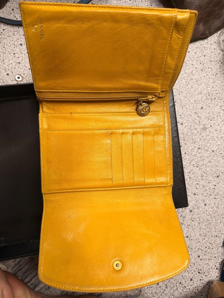 CHANEL Yellow Leather Wallet 4