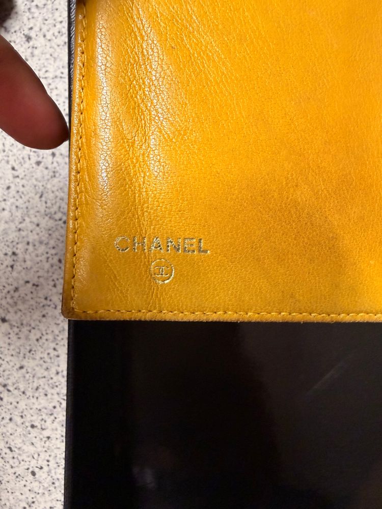 CHANEL Yellow Leather Wallet 2