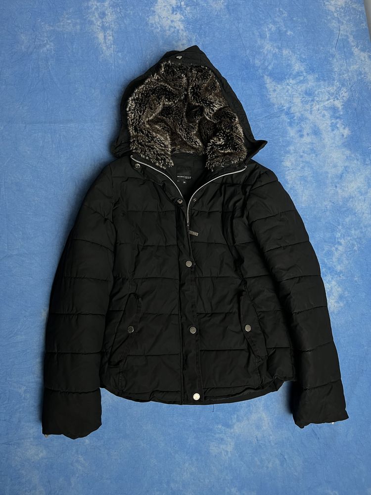 Mark Adam  Black Padded Jacket With Faux Fur Hood Lining