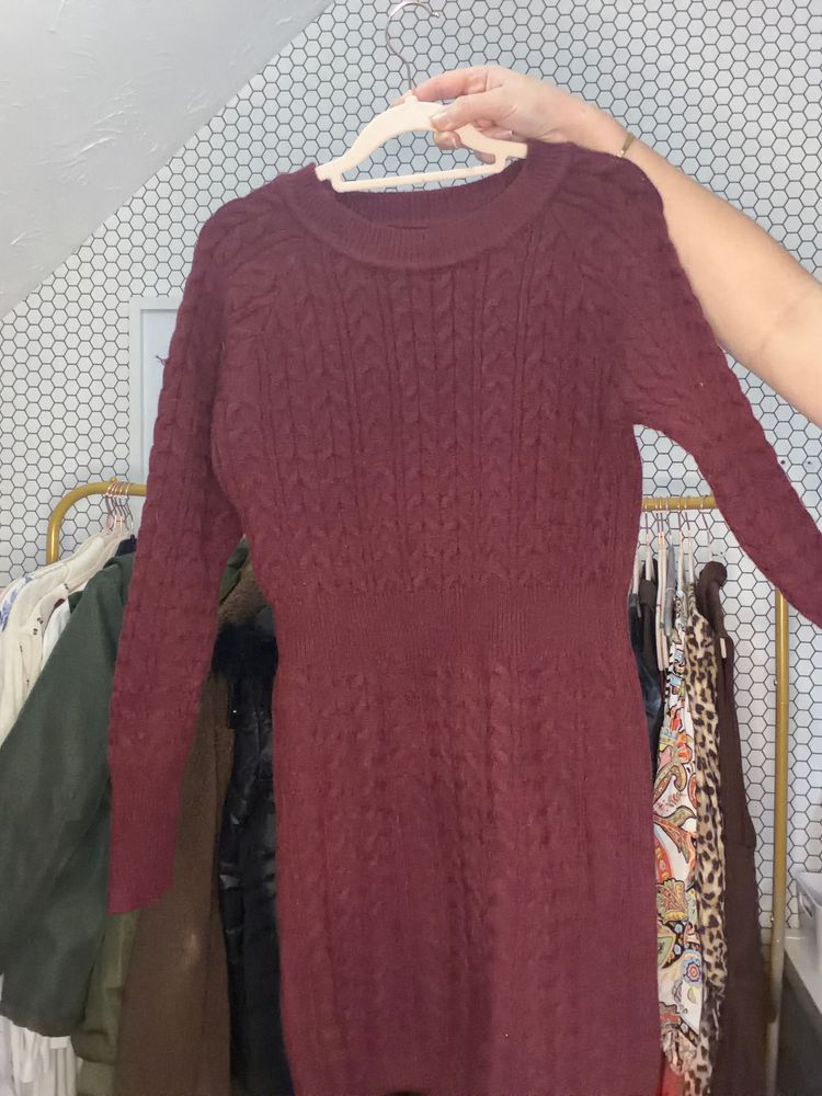 Other Burgundy Cable Knit Sweater Dress product image