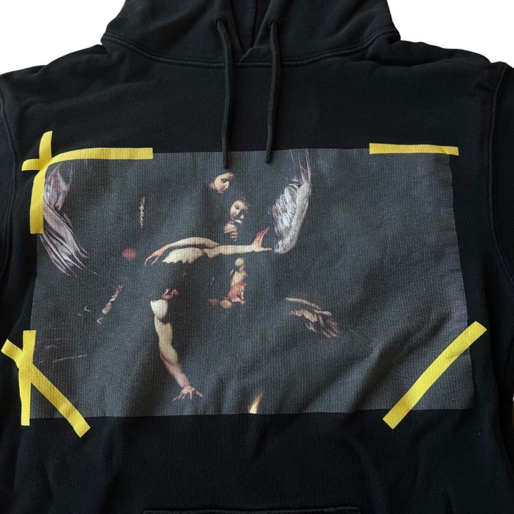 Off-White Black Yellow Caravaggio Hoodie image 9