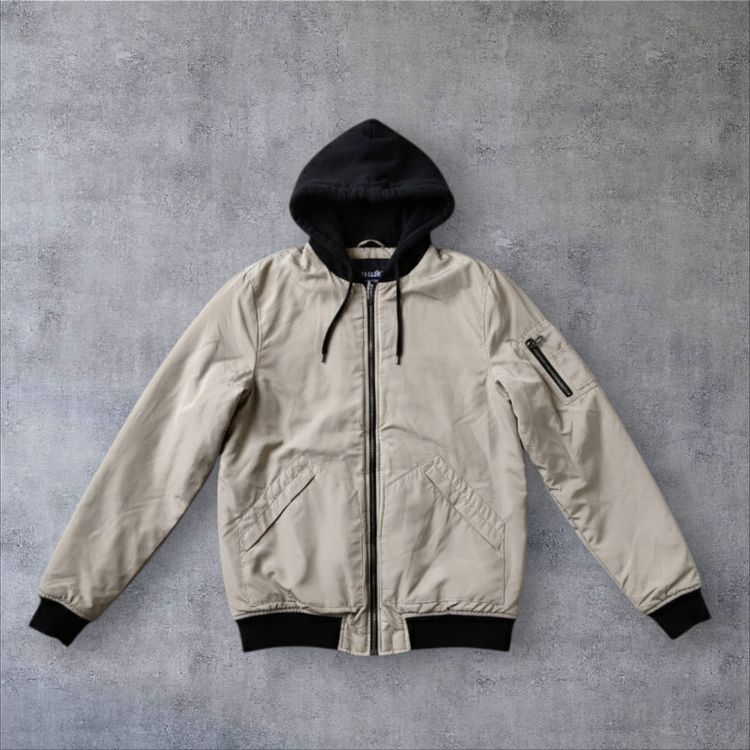 Beige Jacket With Black Hood cropp