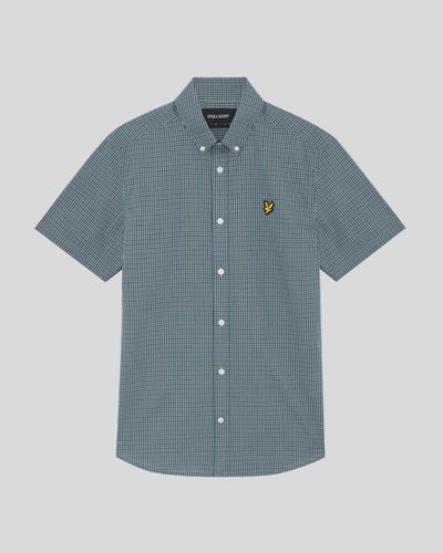 Lyle & Scott Fine Check Short Sleeve Shirt Denim