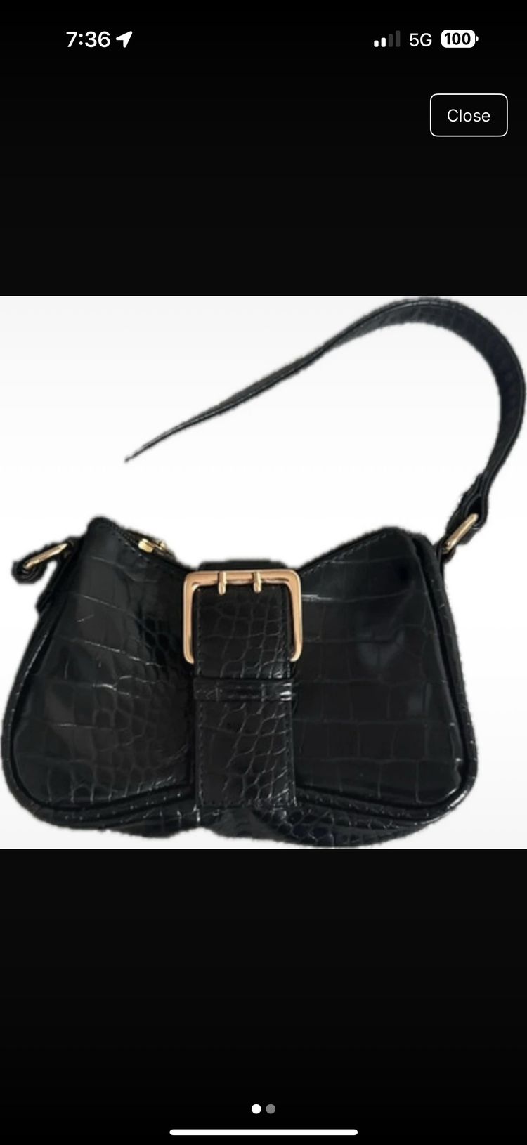 Buckle Black Croc-Embossed Handbag With Gold Buckle product image