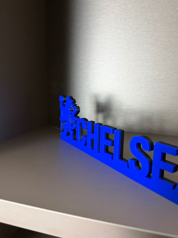 Figurka Chelsea FC Napis Druk 3D Niebieska 3
