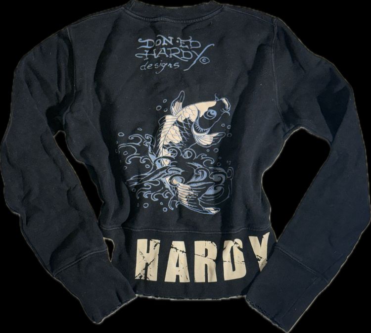 Ed Hardy Black Sweatshirt With Fish Graphic