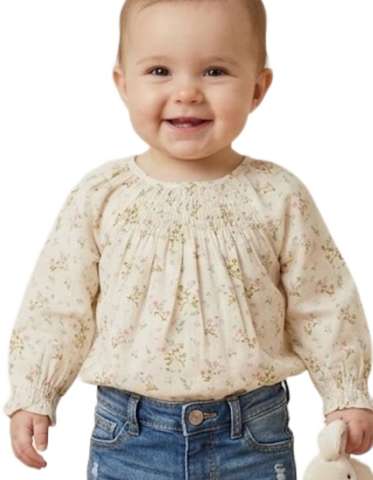 Immagine di Bonton Baby Smokee Creme Daisy Top in Beige 2