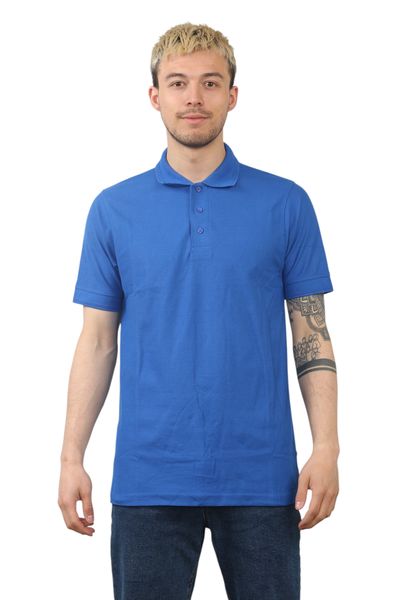 blue polo shirt