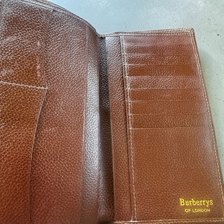 Vintage Burberrys Long Wallet / Companion in Brown Leather & Nova Check pattern image 4