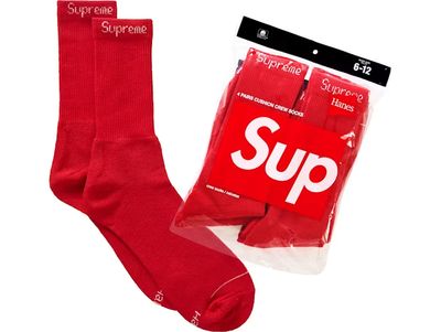 Supreme Hanes Socks (4 Pack) Red