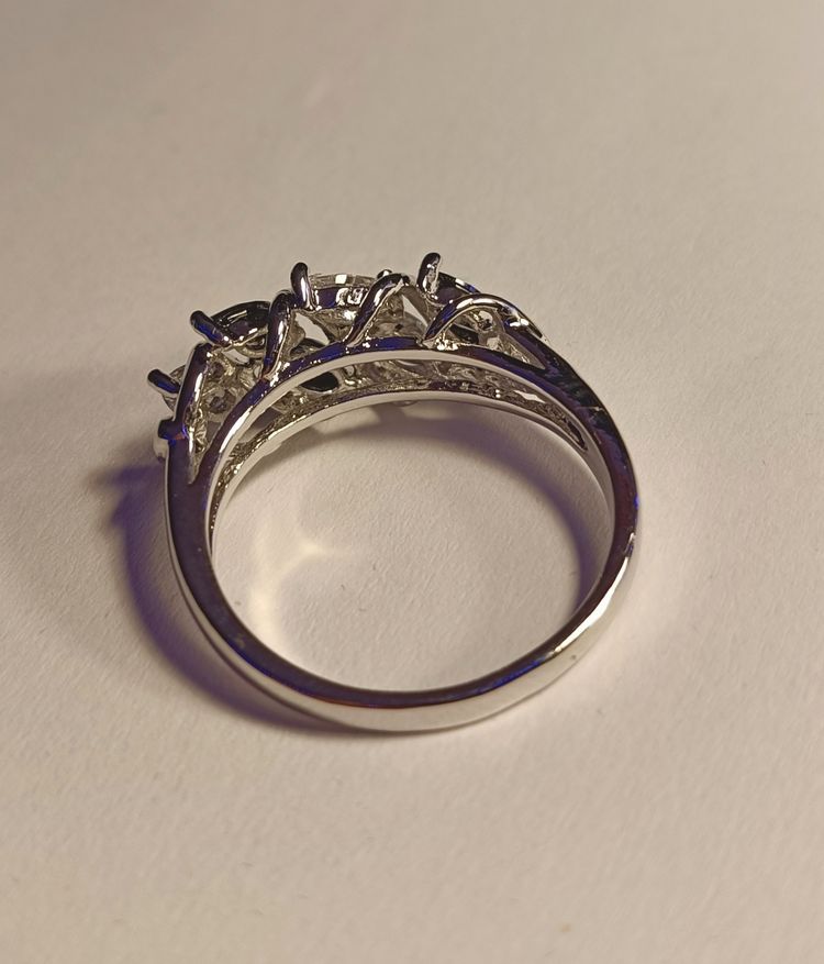 Silver-Tone Multi-Stone Cluster Ring 6