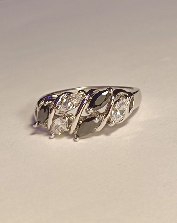 Silver-Tone Multi-Stone Cluster Ring 2