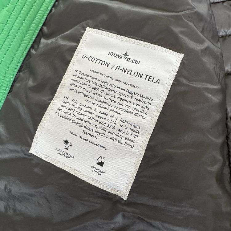 Authentic Stone Island Green 0-Cotton/R-Nylon Tela Down Jacket - Medium imagen 7