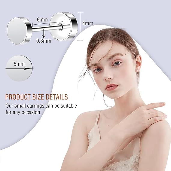 Titanium Flat Back Stud Earrings 2