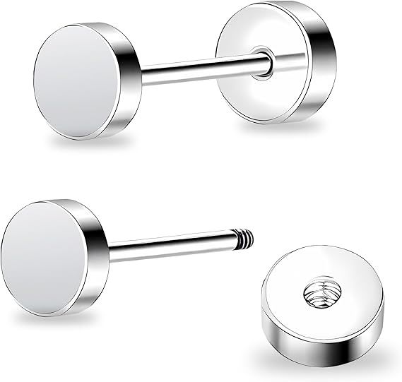 Titanium Flat Back Stud Earrings