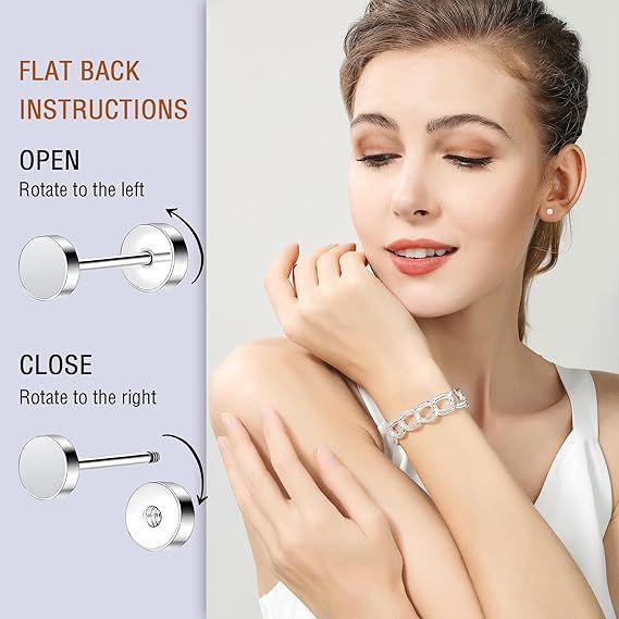 Titanium Flat Back Stud Earrings 4