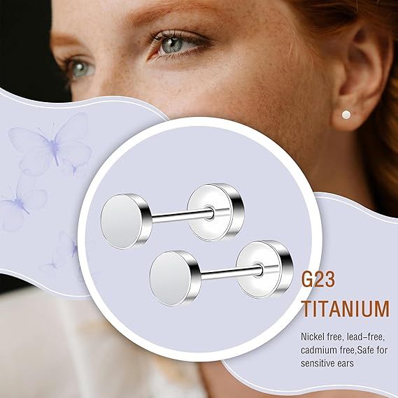 Titanium Flat Back Stud Earrings 3