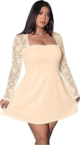Cream Lace Sleeve Dress obraz 3