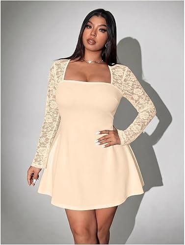 Cream Lace Sleeve Dress