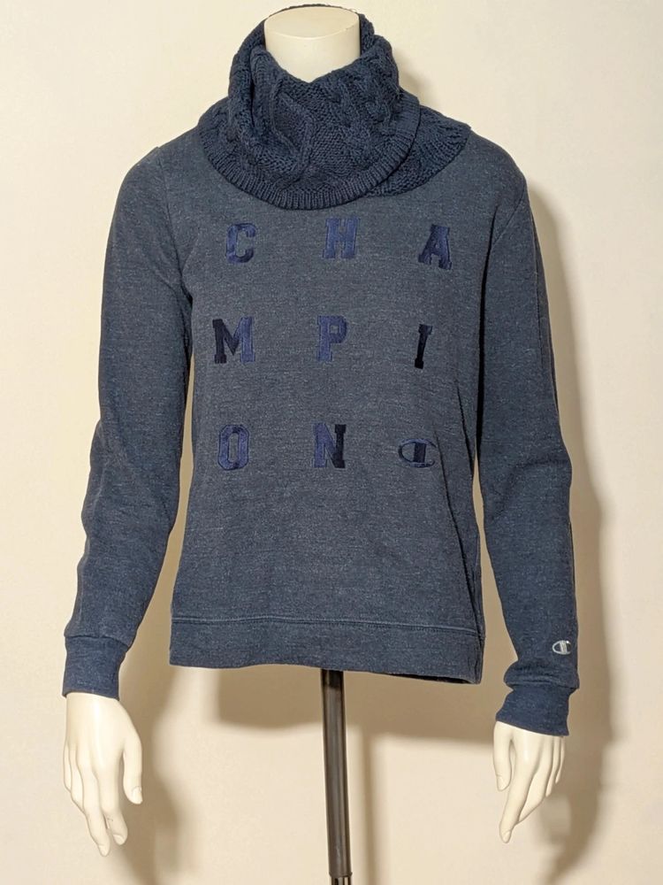Maglione/Felpa Champion Blu Notte con Collo Integrato a Trecce - Taglia S (Made in Italy) image 1