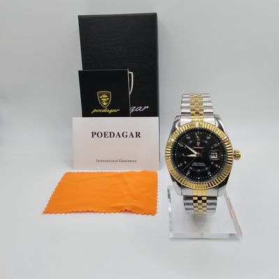 Black Dial Gold Bezel Roman Numerals Watch