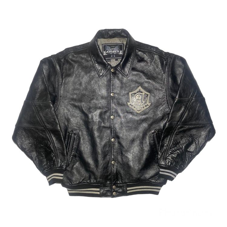 Vintage avirex leather jacket limited edition anniversary leather varsity jacket image 2