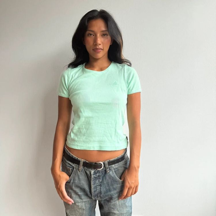 Mint Adidas baby tee - Size S image 1