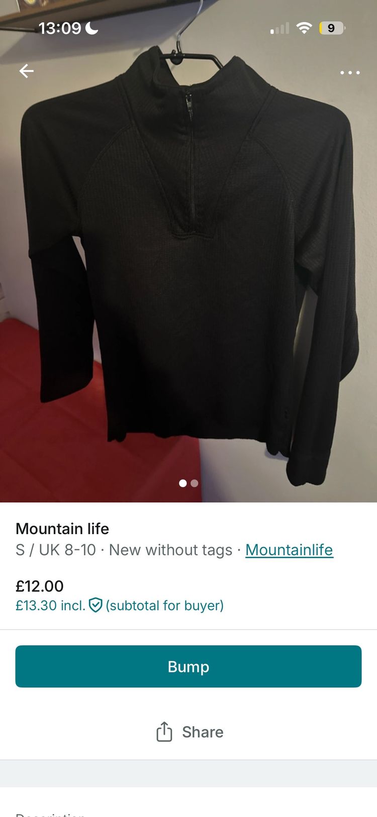 Other Mountainlife Black Long Sleeve Top With Zipper product image