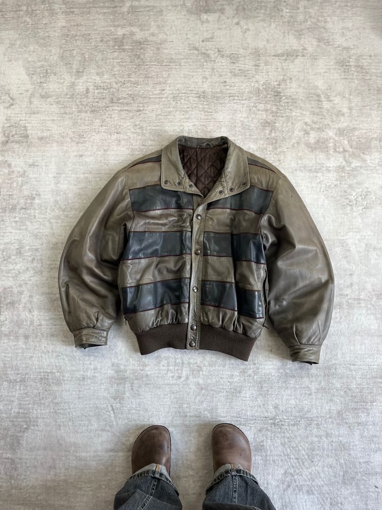 Vintage 1946 Leather bomber jacket Pancaldi 1980 product image