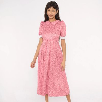 Pink Floral Midi Dress