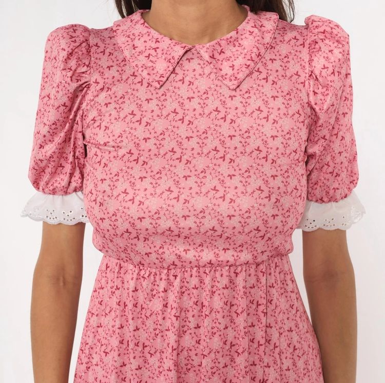 Pink Floral Midi Dress obraz 3