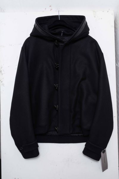 Dior Homme Wool & Lambskin Hooded Duffle Bomber Jacket