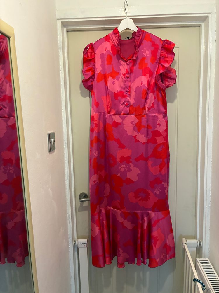 Pink Floral Midi Dress